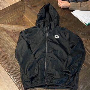 Converse Kid’s Black Windbreaker Jacket Water Resistant